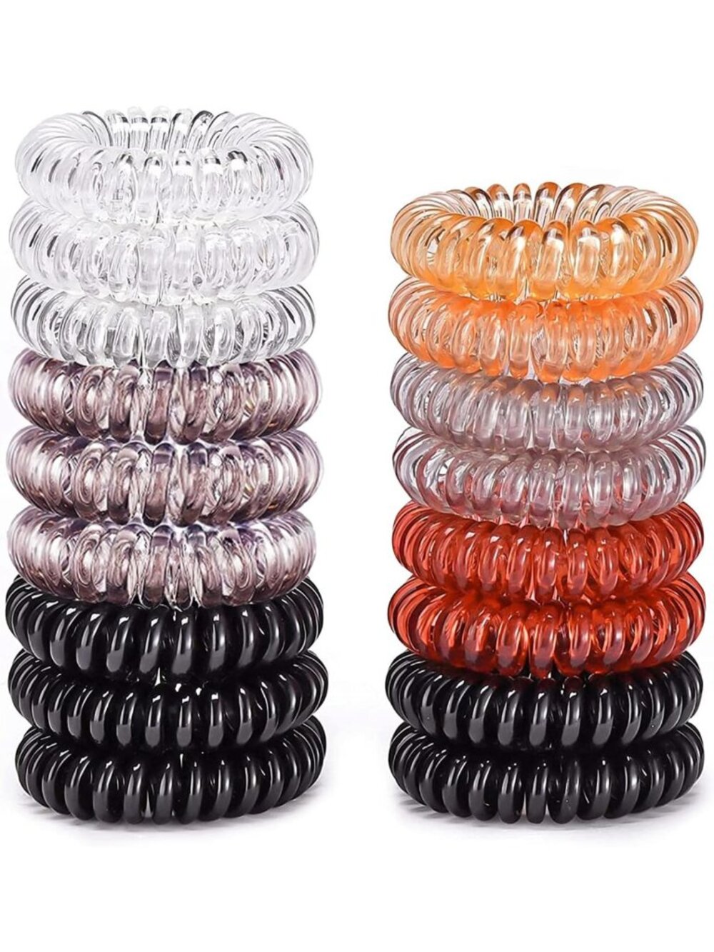 17 Pack Spiral Hair Ties - No Crease Ponytail Holders for Thick & Thin Hair